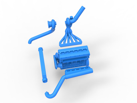 Engine of Uphill Sand Racing Dragster Version 2 Scale 1 to 25 3D Baskı Modeli