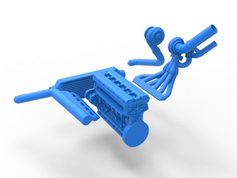 Engine of Uphill Sand Racing Dragster Version 2 Scale 1 to 25 3D Baskı Modeli