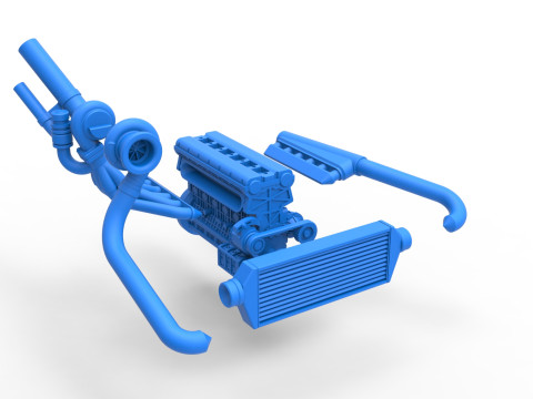 Engine of Uphill Sand Racing Dragster Version 2 Scale 1 to 25 3D Baskı Modeli