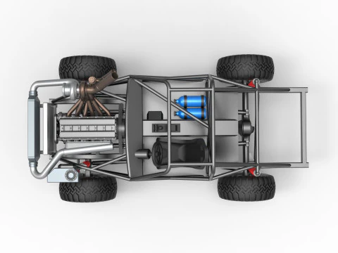 Uphill Sand Racing Dragster Base Version 2 Scale 1 to 25 3D Print Model