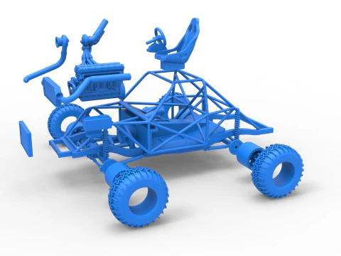 Uphill Sand Racing Dragster Base Version 2 Scale 1 to 25 3D Print Model