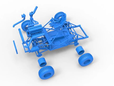 Uphill Sand Racing Dragster Base Version 2 Scale 1 to 25 3D Print Model