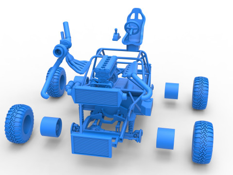 Uphill Sand Racing Dragster Base Version 2 Scale 1 to 25 Model Cetak 3D