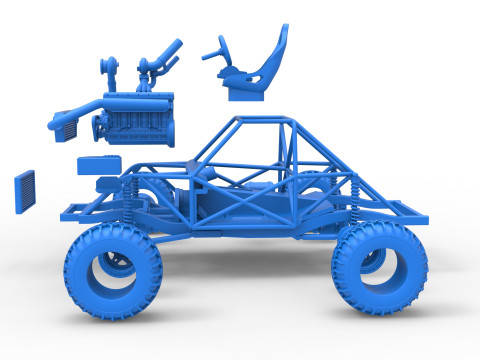 Uphill Sand Racing Dragster Base Version 2 Scale 1 to 25 Model Cetak 3D