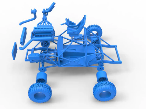 Uphill Sand Racing Dragster Base Version 2 Scale 1 to 25 3D Print Model