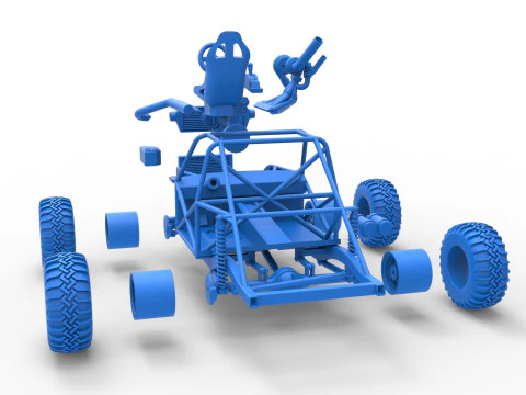 Uphill Sand Racing Dragster Base Version 2 Scale 1 to 25 3D Print Model