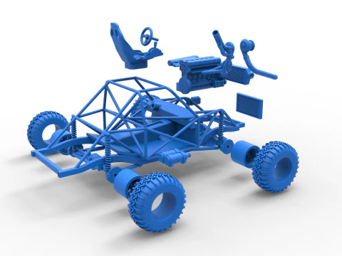 Uphill Sand Racing Dragster Base Version 2 Scale 1 to 25 3D Print Model