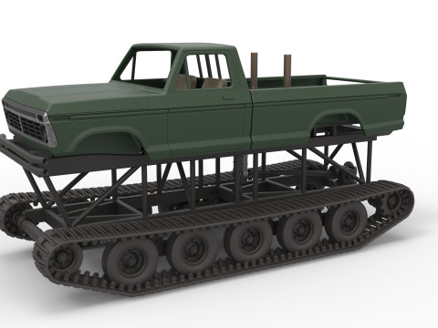 Redneck Rave Mud truck on tracks Scale 1 to 25 Modelo de Impressão 3D