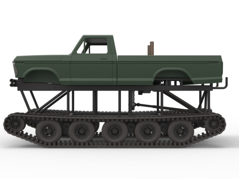 Redneck Rave Mud truck on tracks Scale 1 to 25 Model do druku 3D