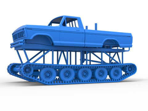 Redneck Rave Mud truck on tracks Scale 1 to 25 Model do druku 3D