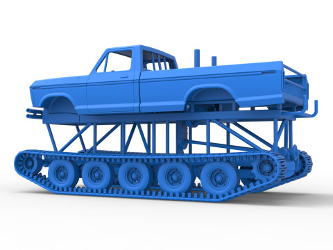 Redneck Rave Mud truck on tracks Scale 1 to 25 Model do druku 3D