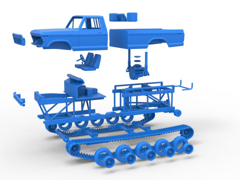 Redneck Rave Mud truck on tracks Scale 1 to 25 Model do druku 3D