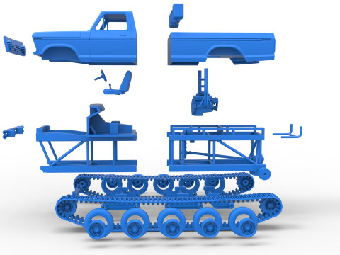 Redneck Rave Mud truck on tracks Scale 1 to 25 Model do druku 3D