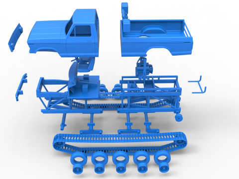Redneck Rave Mud truck on tracks Scale 1 to 25 Model do druku 3D