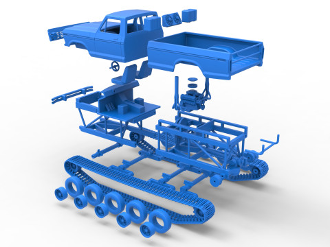 Redneck Rave Mud truck on tracks Scale 1 to 25 Model do druku 3D