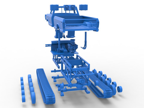 Redneck Rave Mud truck on tracks Scale 1 to 25 Model do druku 3D