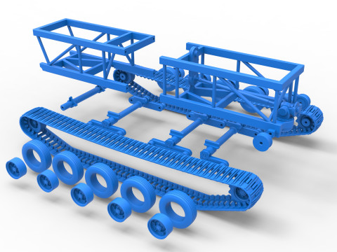 Chassis of Redneck Rave Mud truck on tracks Scale 1 to 25 Modello di stampa 3D