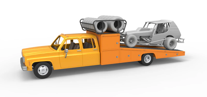 Vintage Transporter truck for Race car Scale 1 to 25 3D Print Model .c4d .max .obj .3ds .fbx .stl .blend 
