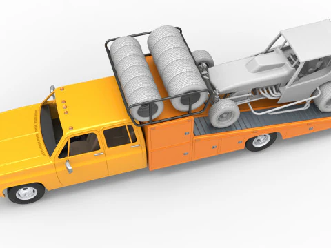 Vintage Transporter truck for Race car Scale 1 to 25 3D Print Model