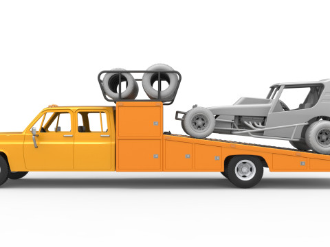 Vintage Transporter truck for Race car Scale 1 to 25 Modèles 3D en vedette