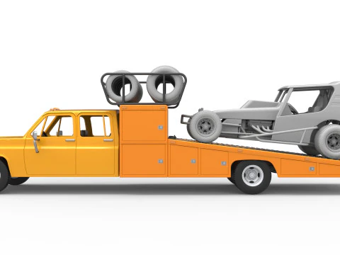 Vintage Transporter truck for Race car Scale 1 to 25 3D Print Model