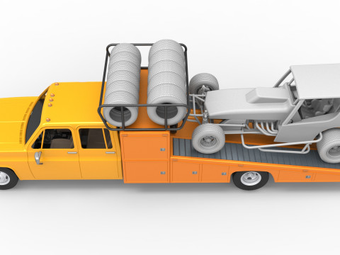 Vintage Transporter truck for Race car Scale 1 to 25 Modèles 3D en vedette