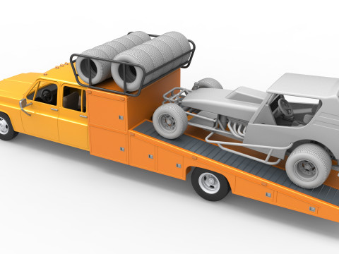 Vintage Transporter truck for Race car Scale 1 to 25 Modèles 3D en vedette