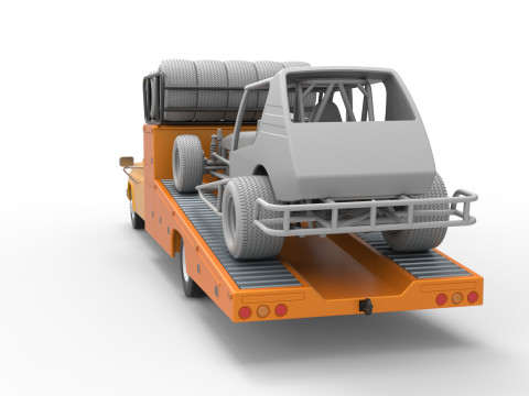 Vintage Transporter truck for Race car Scale 1 to 25 Modèles 3D en vedette