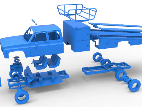 Vintage Transporter truck for Race car Scale 1 to 25 3D Print Model
