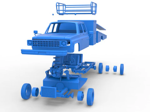 Vintage Transporter truck for Race car Scale 1 to 25 3D Print Model