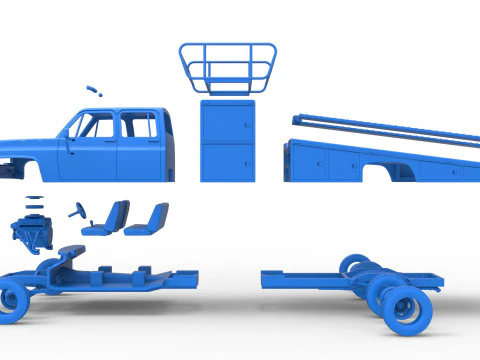 Vintage Transporter truck for Race car Scale 1 to 25 3D Print Model