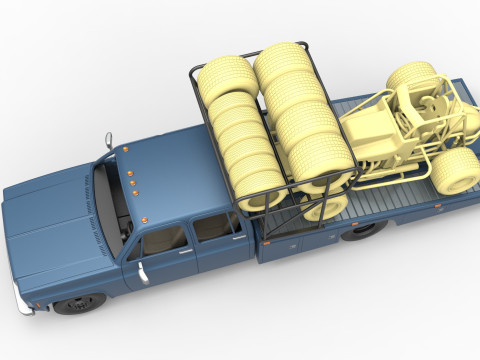 Vintage Transporter truck for Race car Version 2 Scale 1 to 25 3D 프린트 모델
