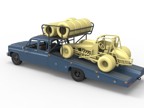 Vintage Transporter truck for Race car Version 2 Scale 1 to 25 3D 프린트 모델
