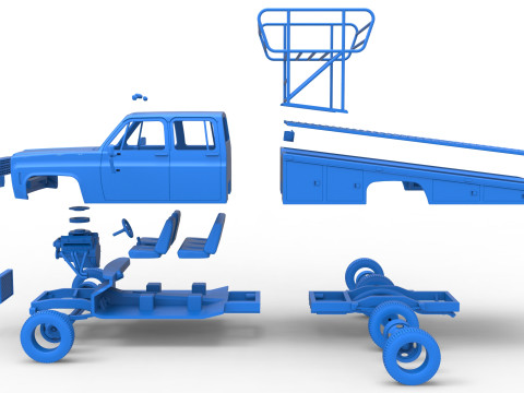 Vintage Transporter truck for Race car Version 2 Scale 1 to 25 3D 프린트 모델
