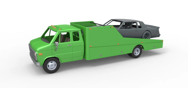 Vintage Transporter truck for Race car Version 3 Scale 1 to 25 3D Print Model .c4d .max .obj .3ds .fbx .stl .blend 