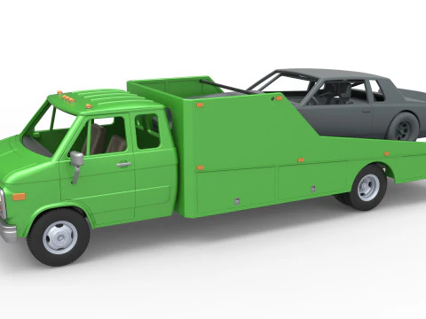 Vintage-Transporter f&uuml;r Rennwagen Version 3 im Ma&szlig;stab 1 bis 25 3D Druckmodell