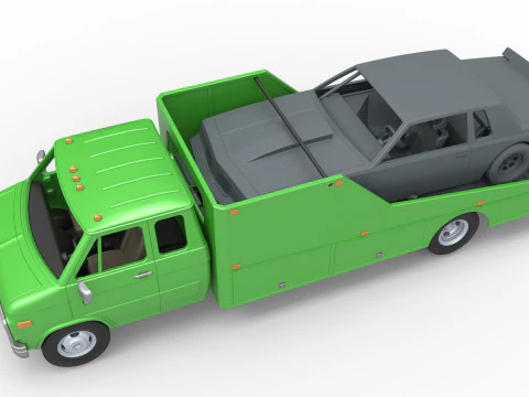 Vintage Transporter truck for Race car Version 3 Scale 1 to 25 3D Print Model