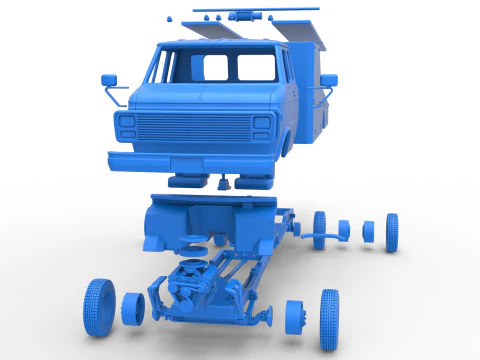 Vintage Transporter truck for Race car Version 3 Scale 1 to 25 3D Print Model