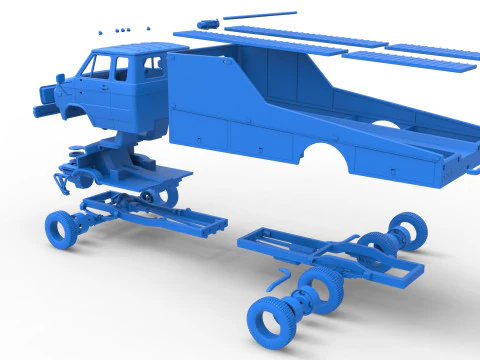 Vintage Transporter truck for Race car Version 3 Scale 1 to 25 3D Print Model