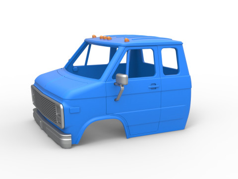 Shell of Vintage Transporter truck Version 2 Scale 1 to 25 3D Print Model