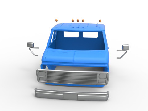 Shell of Vintage Transporter truck Version 2 Scale 1 to 25 Modèles 3D en vedette
