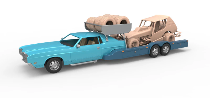 Vintage Transporter truck for Race car Version 4 Scale 1 to 25 3D Print Model .c4d .max .obj .3ds .fbx .stl .blend 