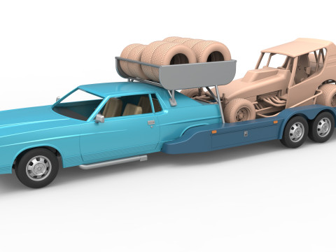 Vintage Transporter truck for Race car Version 4 Scale 1 to 25 3D Print Model