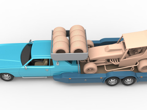 Vintage Transporter truck for Race car Version 4 Scale 1 to 25 3D Baskı Modeli