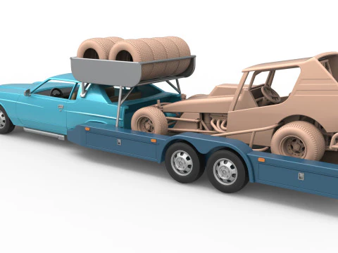 Vintage Transporter truck for Race car Version 4 Scale 1 to 25 3D Print Model