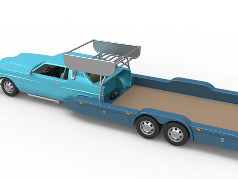 Vintage Transporter truck for Race car Version 4 Scale 1 to 25 3D Print Model