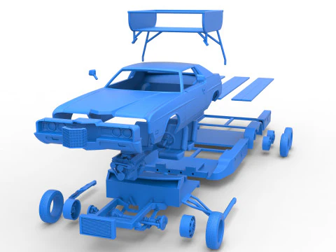 Vintage Transporter truck for Race car Version 4 Scale 1 to 25 3D Print Model