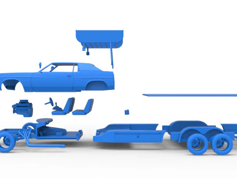 Vintage Transporter truck for Race car Version 4 Scale 1 to 25 3D Print Model