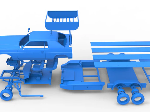 Vintage Transporter truck for Race car Version 4 Scale 1 to 25 3D Print Model