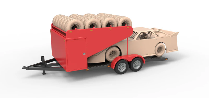 Vintage Open Trailer for Race Car Scale 1 to 25 3D Print Model .c4d .max .obj .3ds .fbx .stl .blend